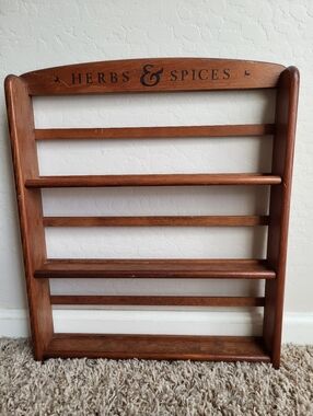 Vintage McCormick/ Schilling Wooden Spice and Herb Rack, 3 Tiered, Wall Mounted